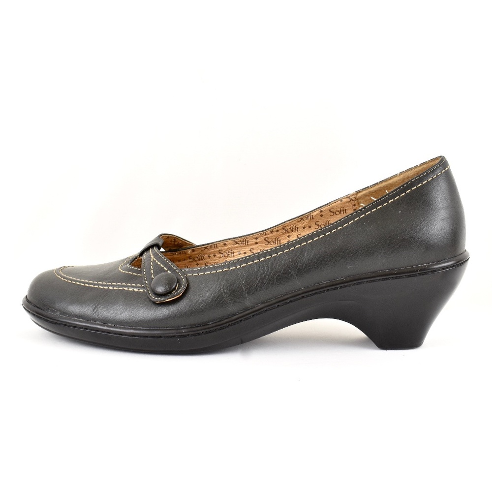 Sofft Black Leather Kitten Heel Slide On Pump 10